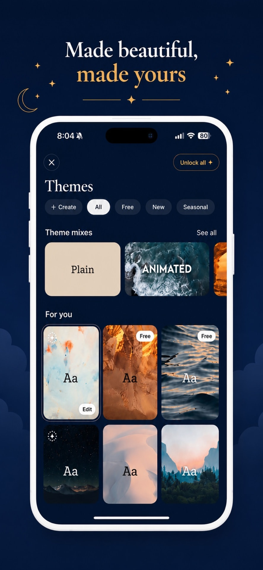 Noor theme picker with free and premium themes